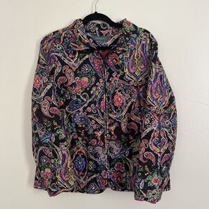 KORET Vintage Silk Quilted Paisley Floral Boho Jacket, Art To Wear- Medium